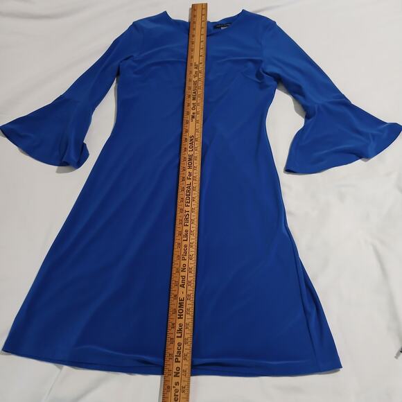 Tommy HIlfiger SZ 2 Royal Blue Long-bell-sleeved Knee-Length Hidden Zipper Dress - Picture 9 of 11